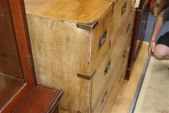 A secretaire campaign chest W.99cm